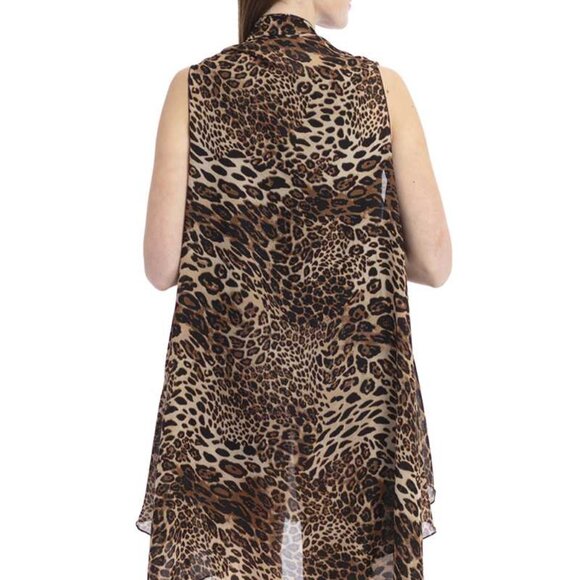 Women’s Leopard Print Cover Up , vest Over Your Outfit  Sheer Swimsuit Cover - Picture 3 of 4